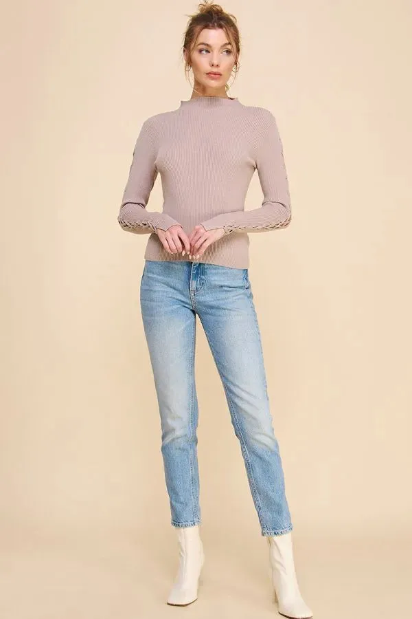 Soft Fitted Lace Up Long Sleeve