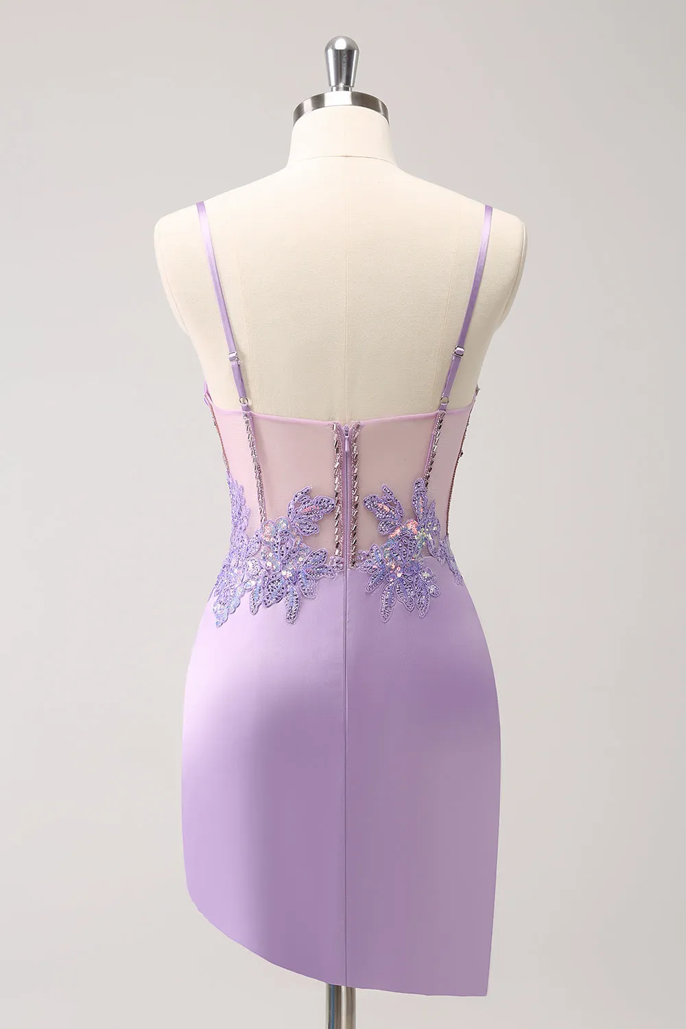 Sparkly Purple Corset Sequin Tight Mini Dress