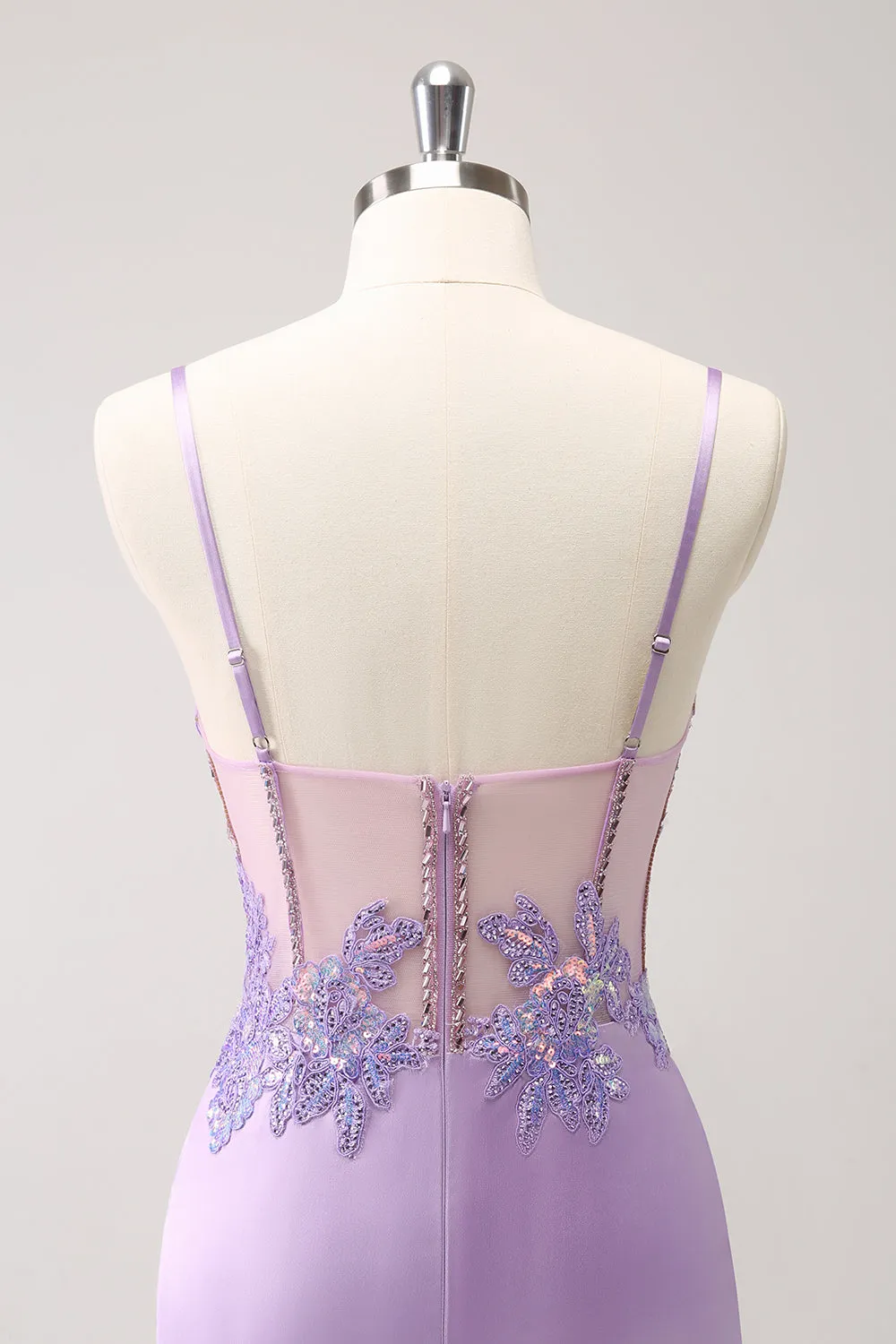 Sparkly Purple Corset Sequin Tight Mini Dress
