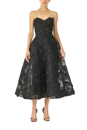 Strapless Lace Tea Length Dress