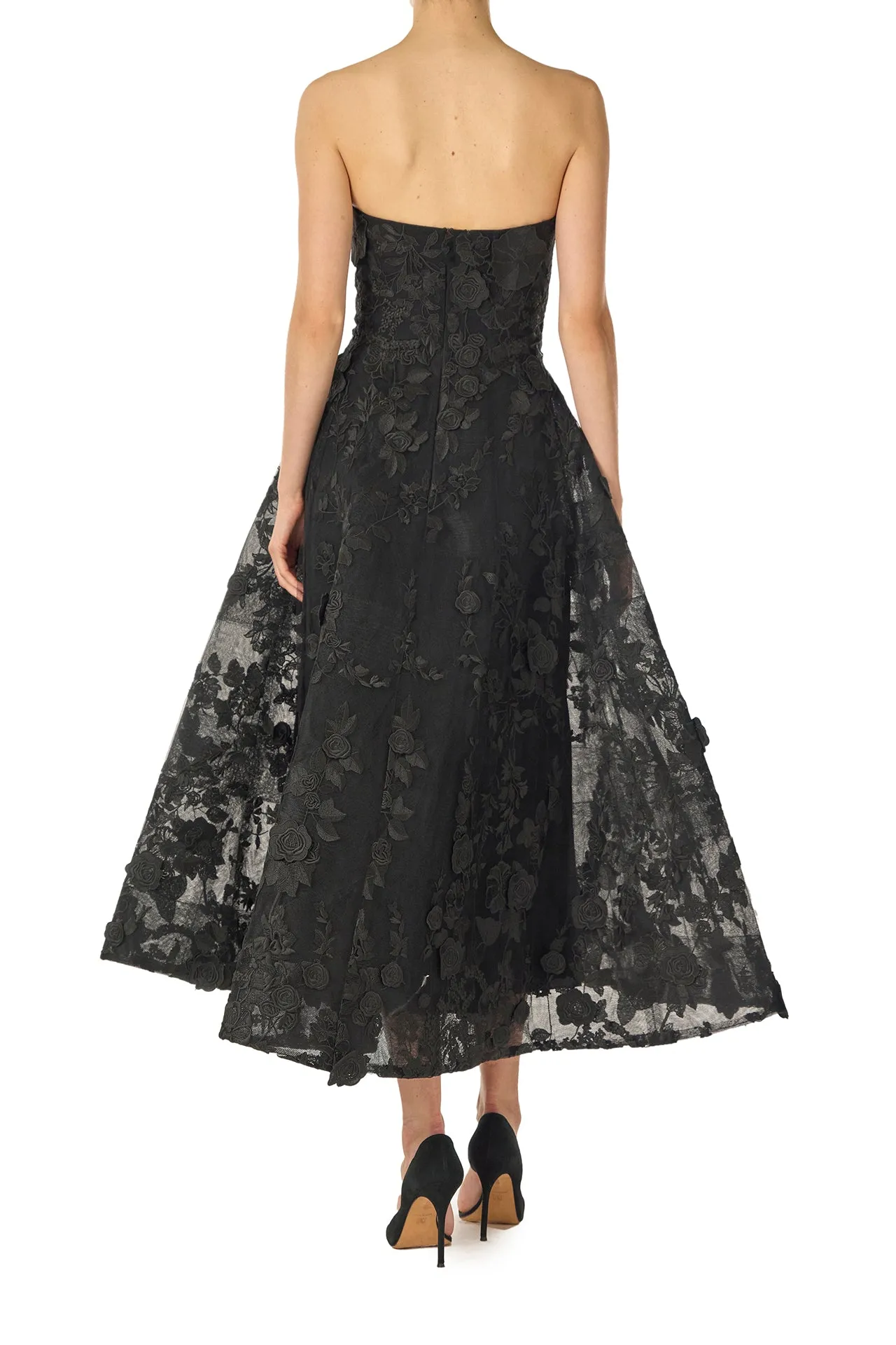 Strapless Lace Tea Length Dress