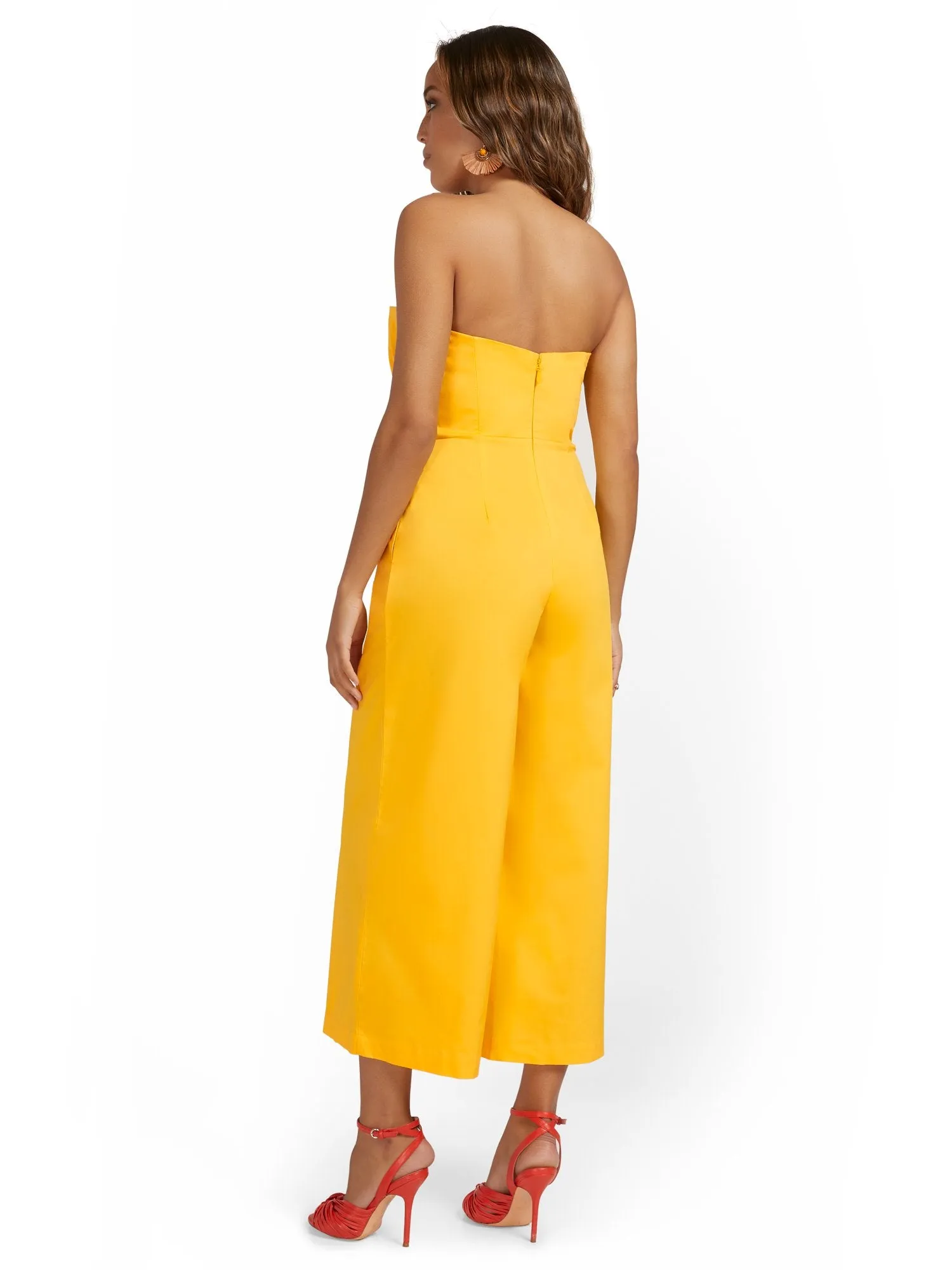Strapless Ruffle-Top Wide-Leg Jumpsuit