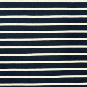 Striped Ponte Knit Fabric in Navy & White
