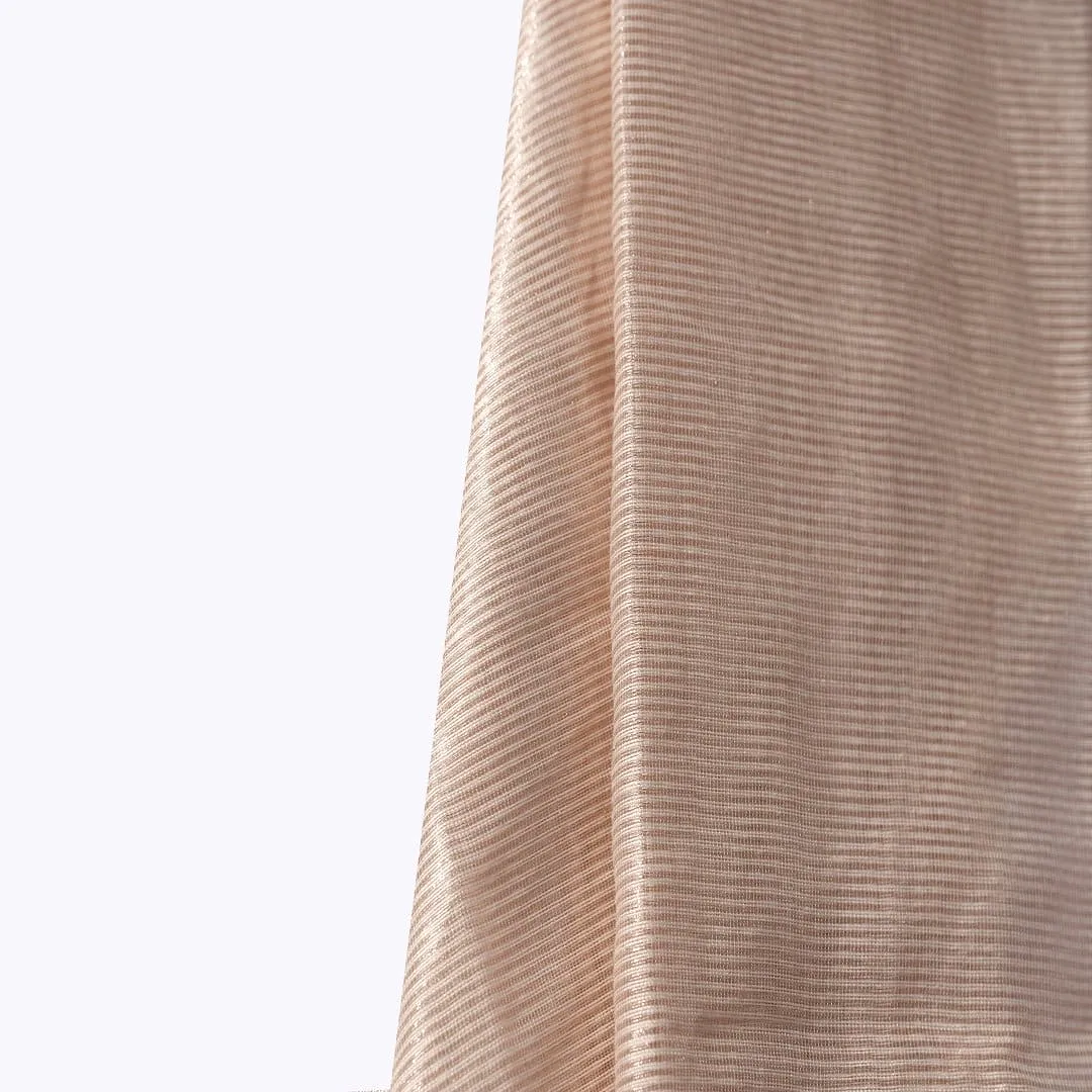Stripes Pure Silk Chanderi Fabric - Off-White