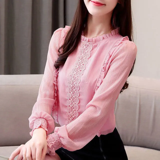 Stylemein - Pink Chiffon Tops | Pink Tops For Women