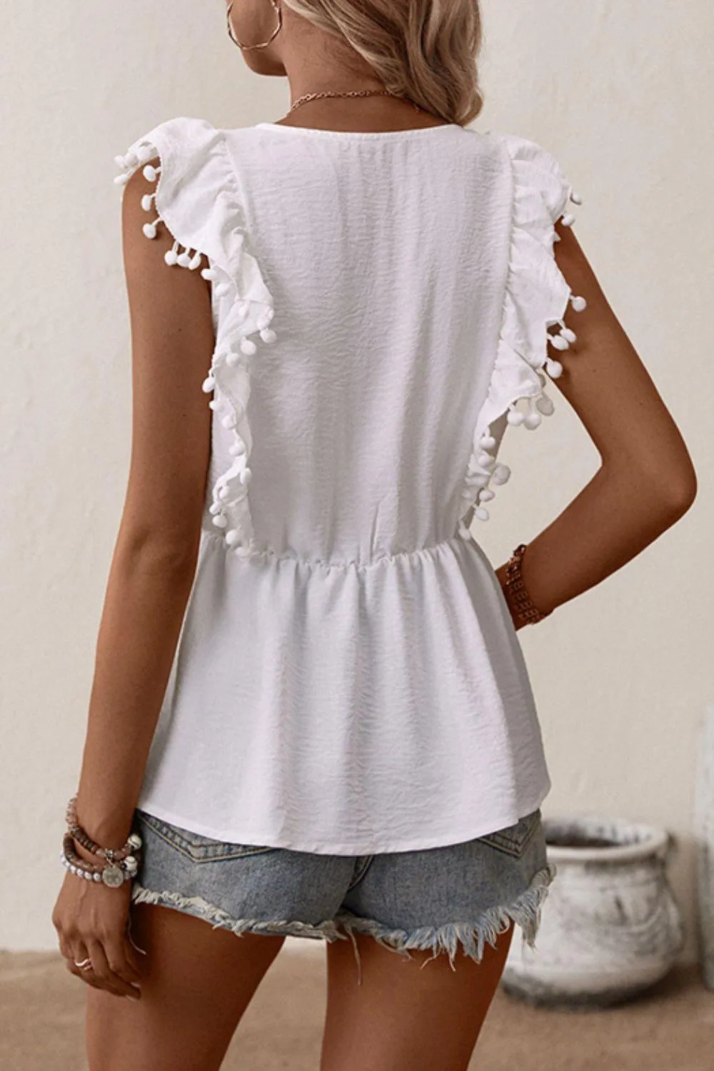 Summer Divine Plunge Floral Embroidered Top