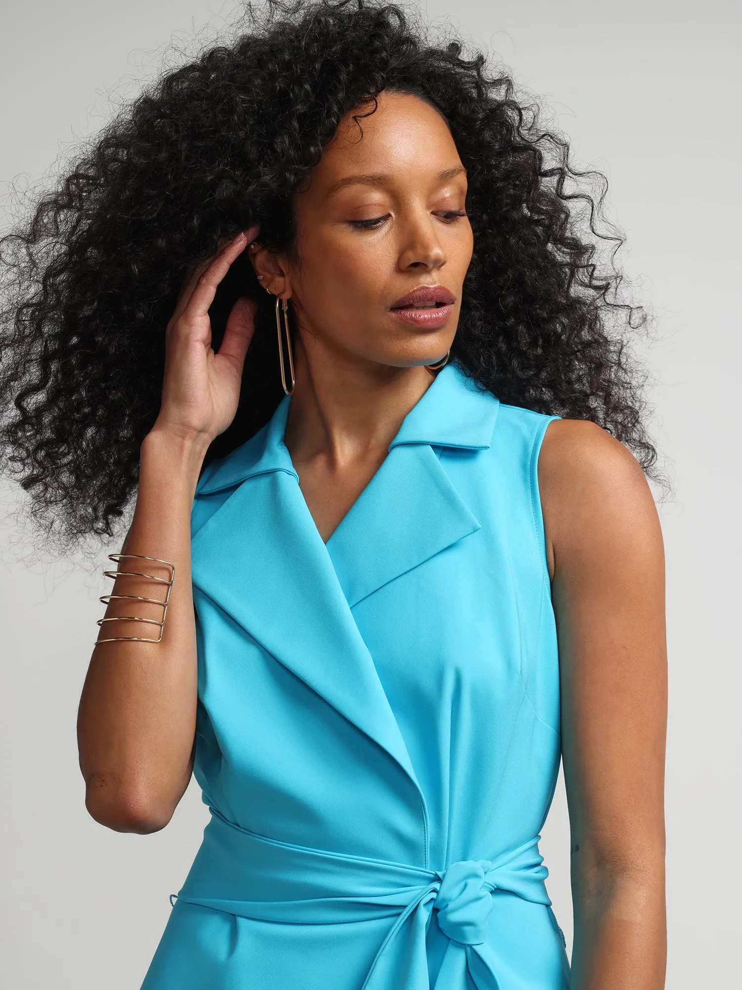 Tall Notch-Collar Belted Flare Dress - Fit To Flatter