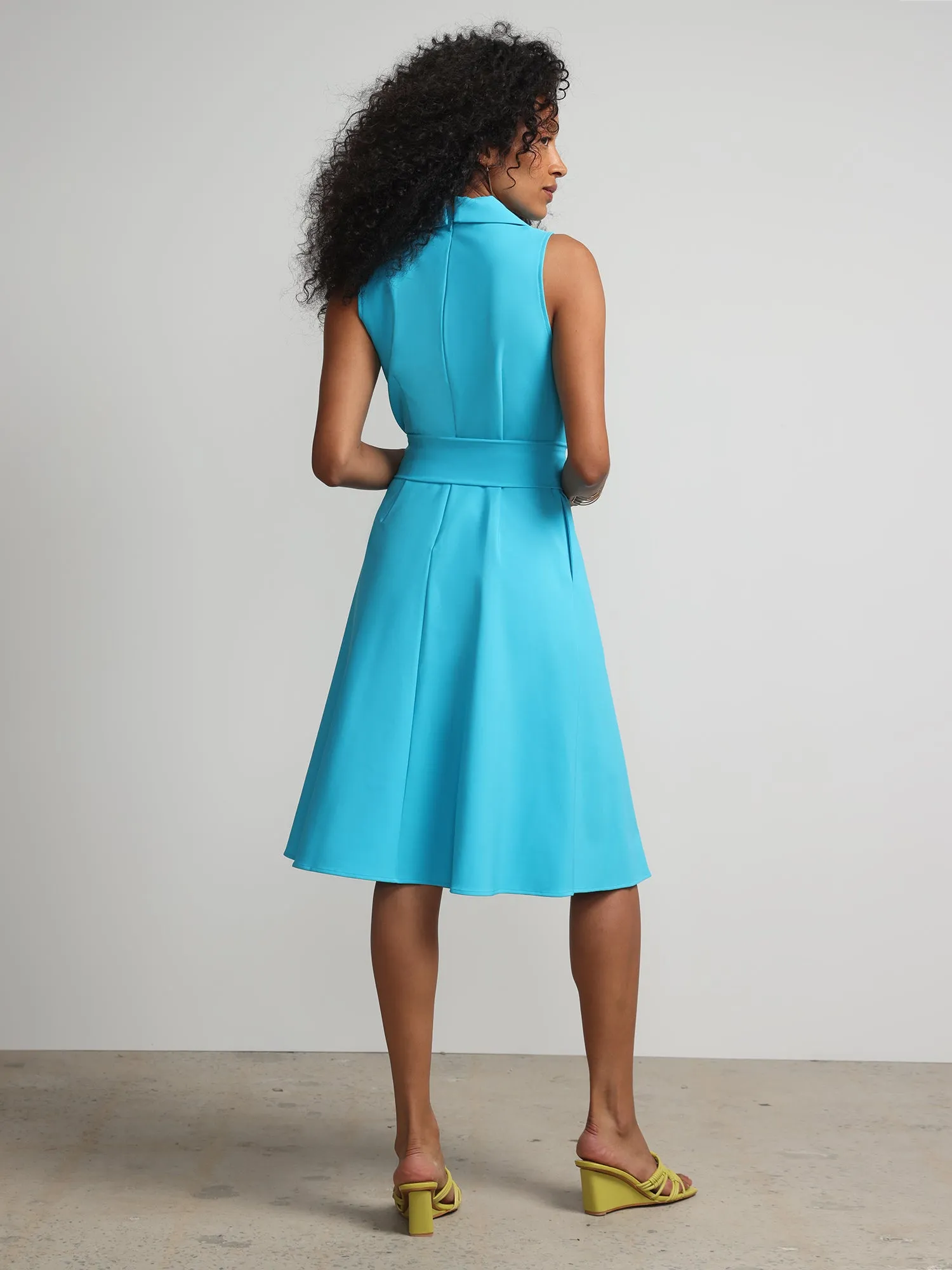 Tall Notch-Collar Belted Flare Dress - Fit To Flatter