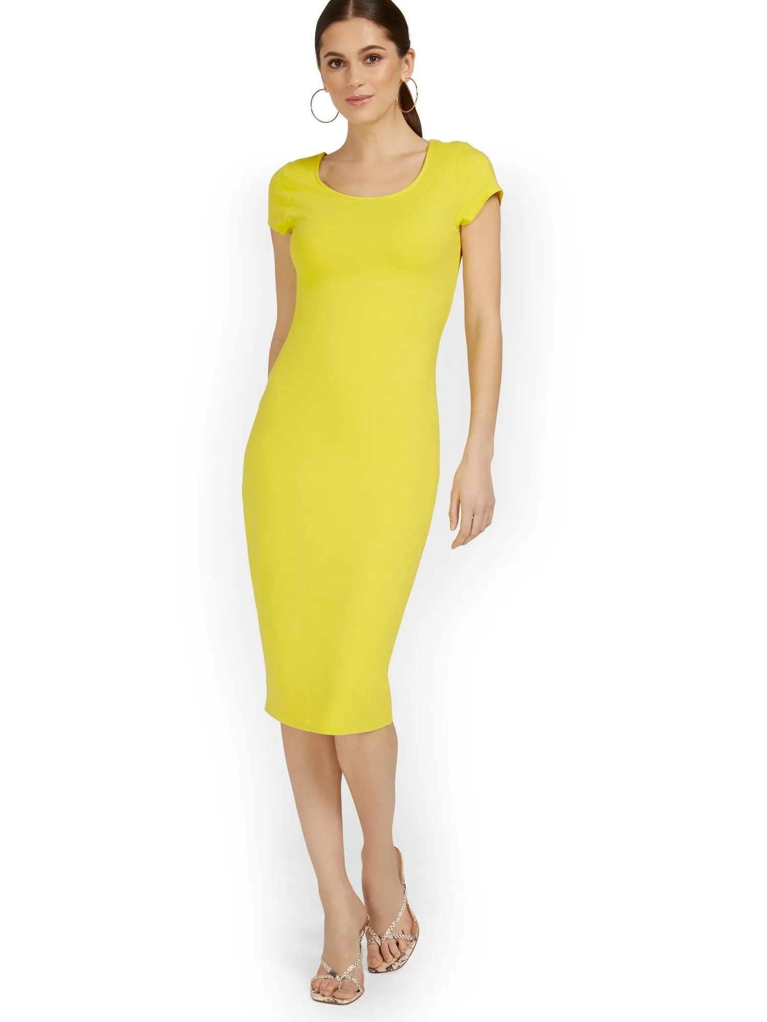 Tall Scoopneck Cap-Sleeve Midi Dress - Everyday Collection