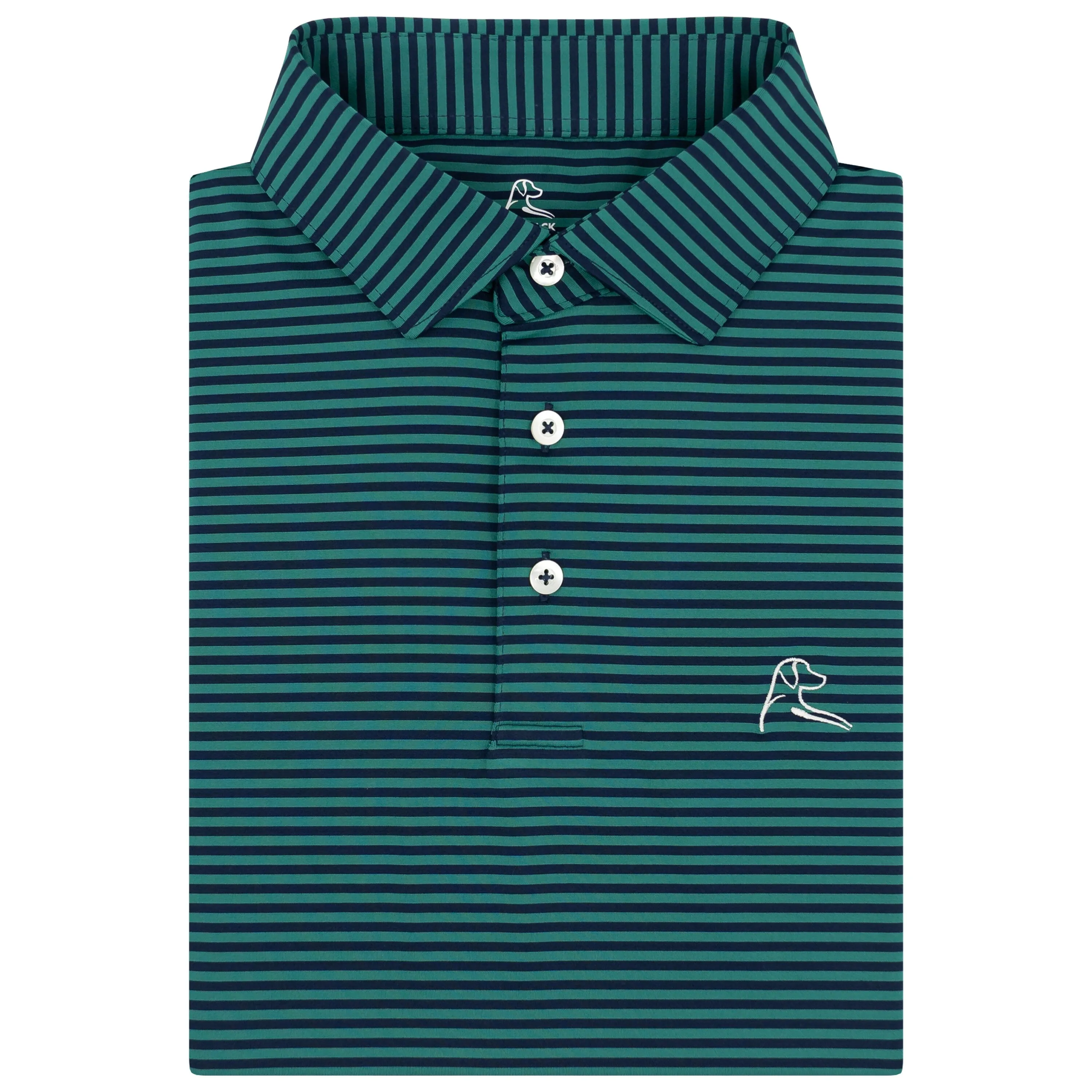 The Birdie Stripe | Performance Polo | The Birdie Stripe - Leaf Green/Fleet Navy