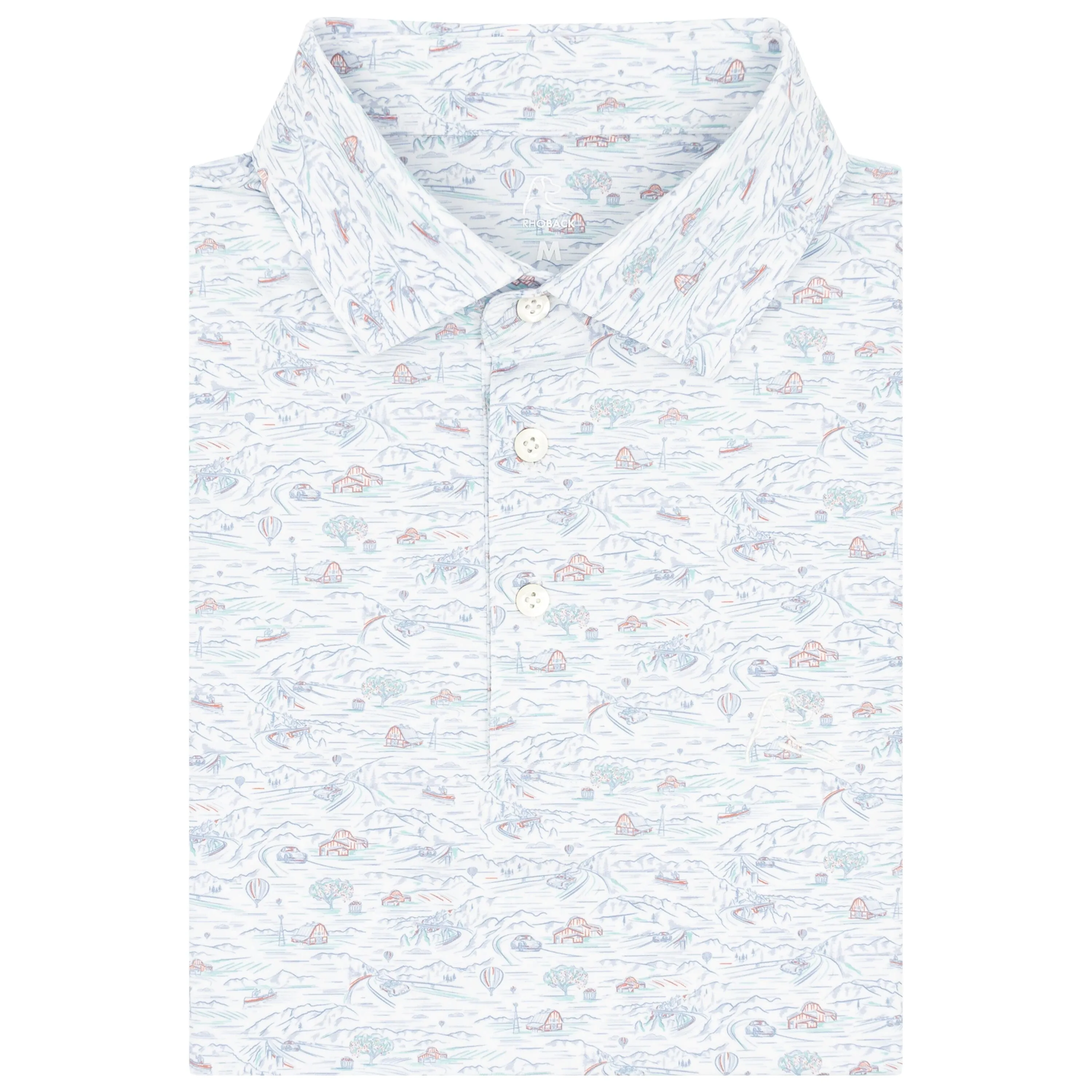 The Parkway | Performance Polo | The Parkway - White/Ice Pick Blue