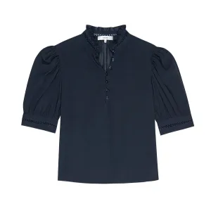 The Ruffle Collar Top (Navy)