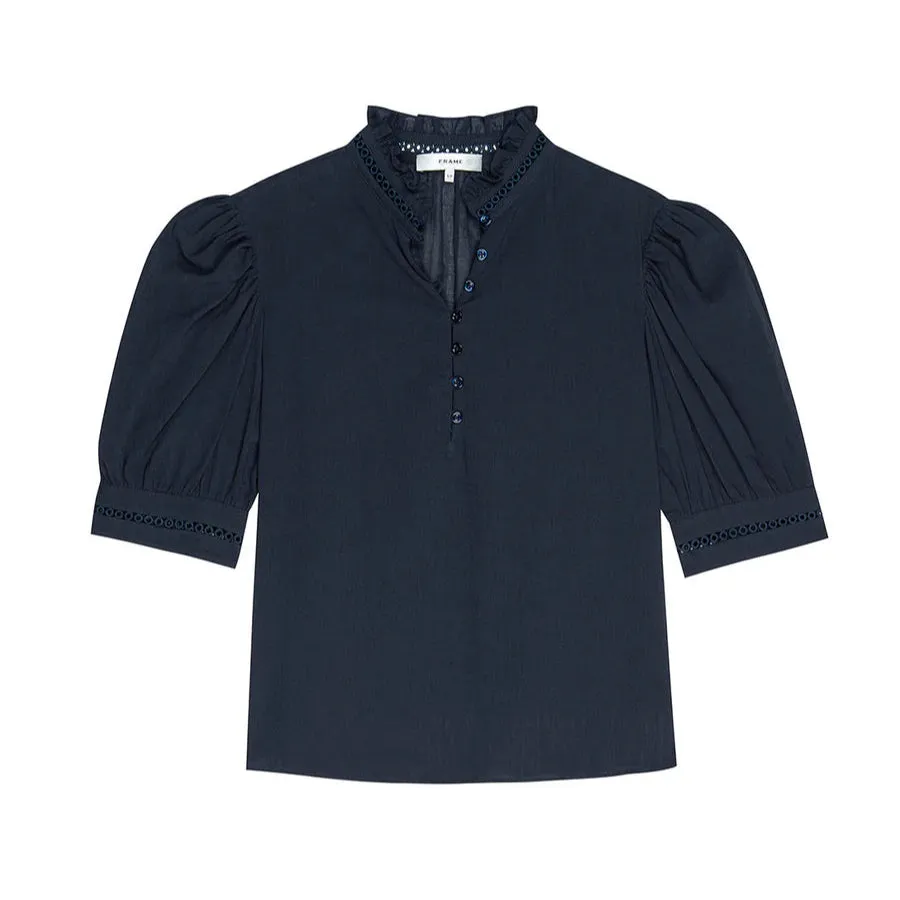 The Ruffle Collar Top (Navy)