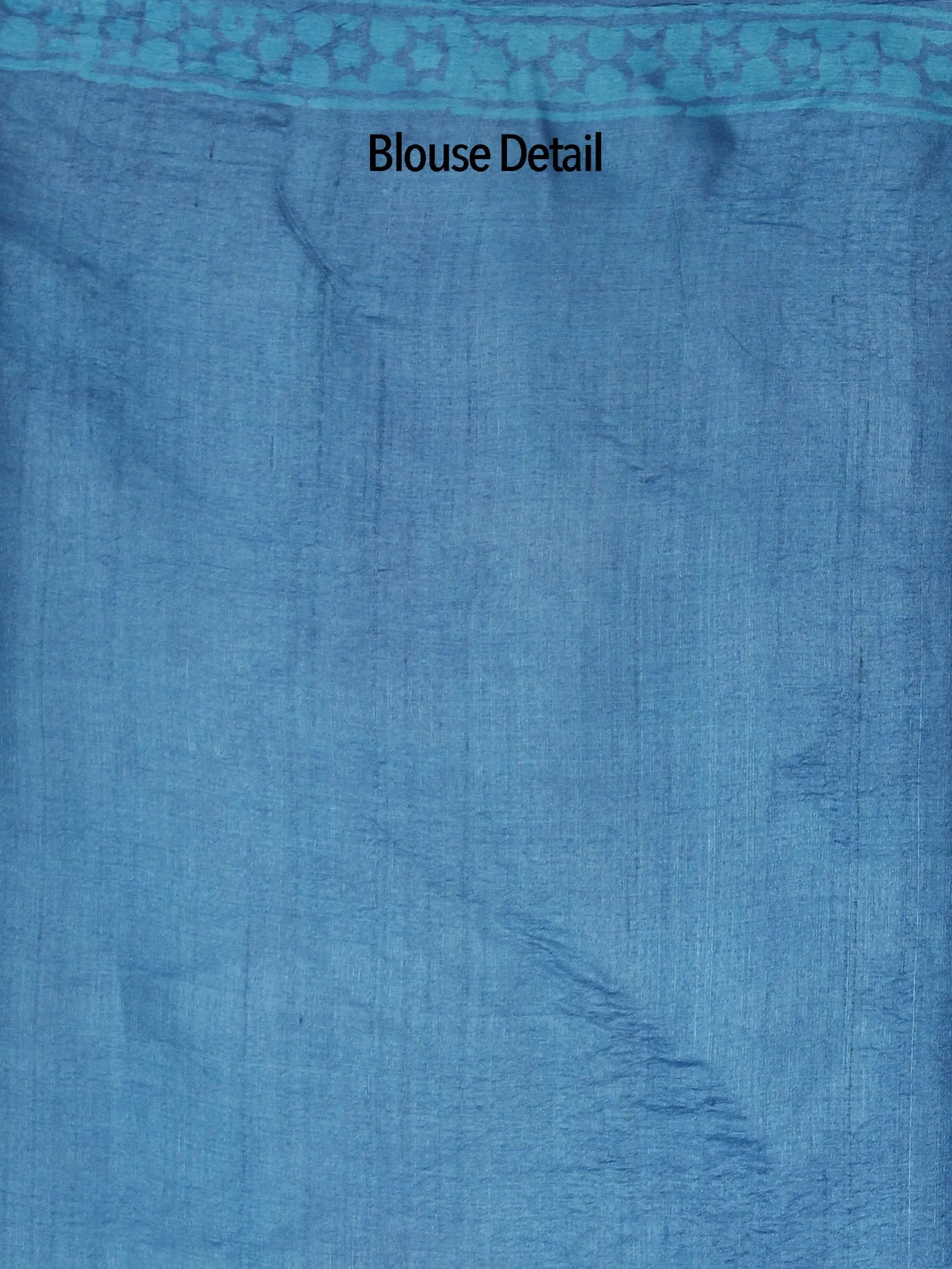 Tussar Handloom Silk Hand Block Printed Saree in Metallic Blue Ivory - S031702548