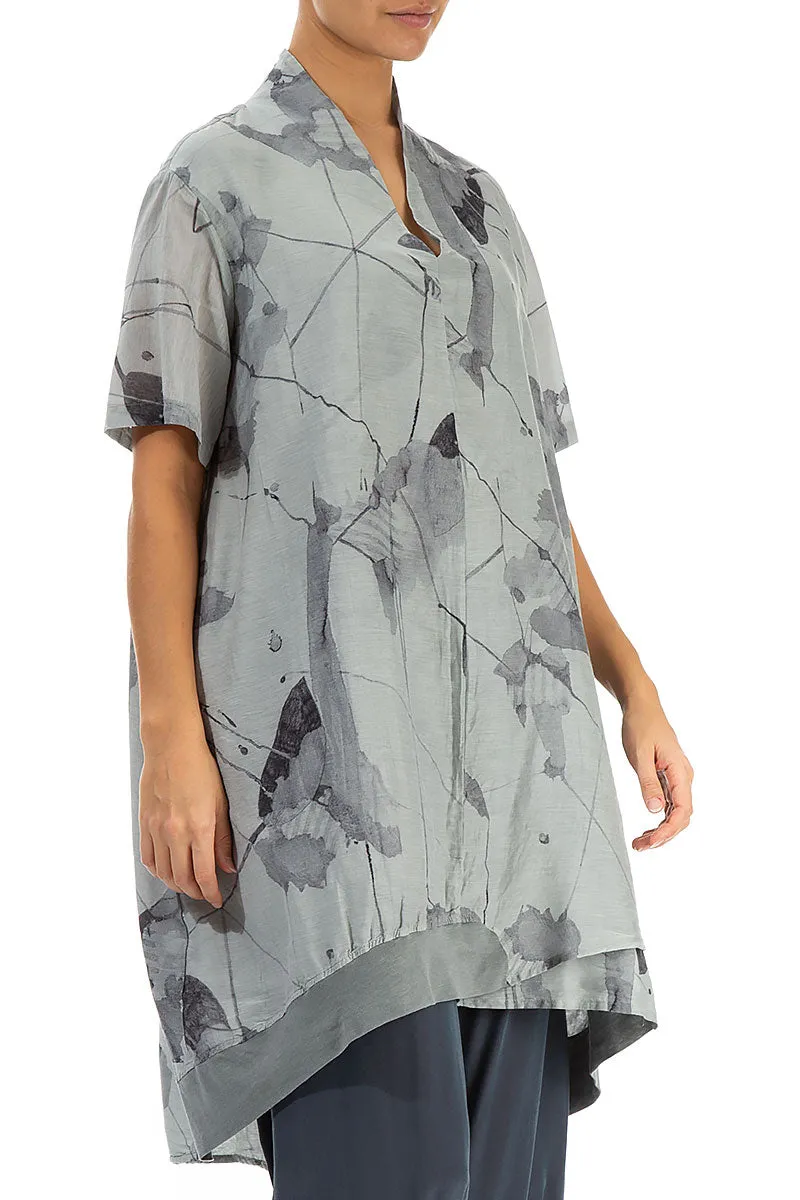V-Neck Sage Mirage Silk Cotton Tunic