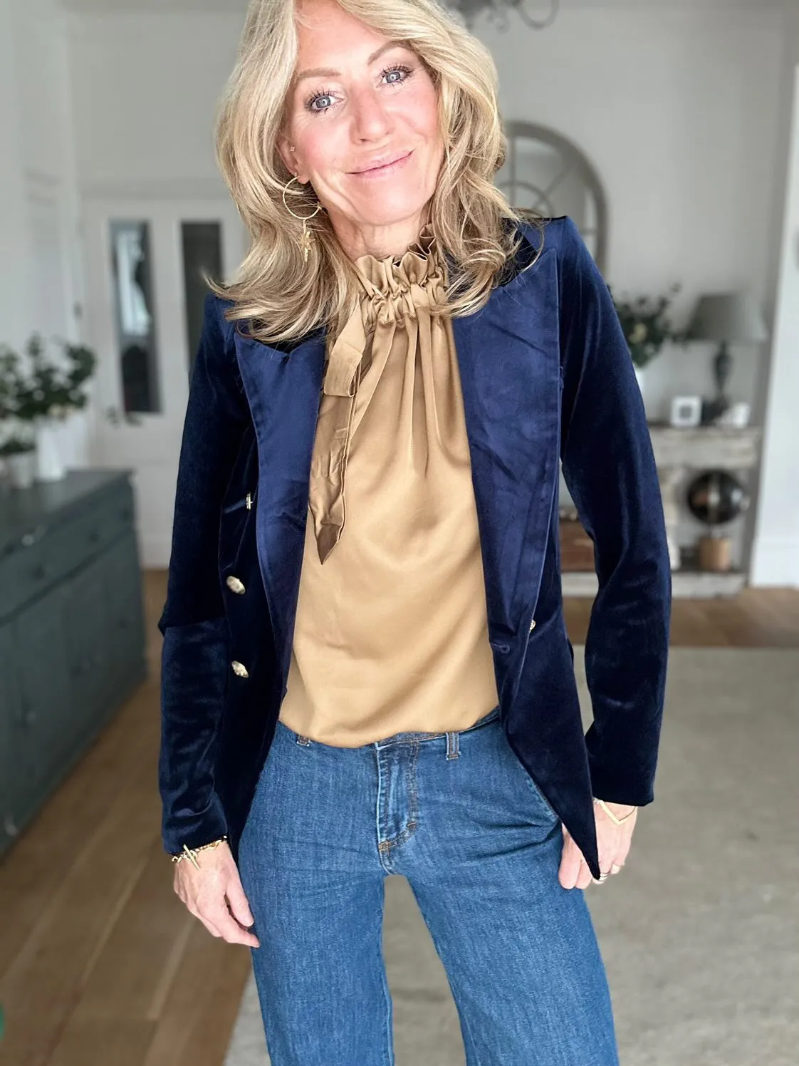 Victoria Velvet Blazer Navy