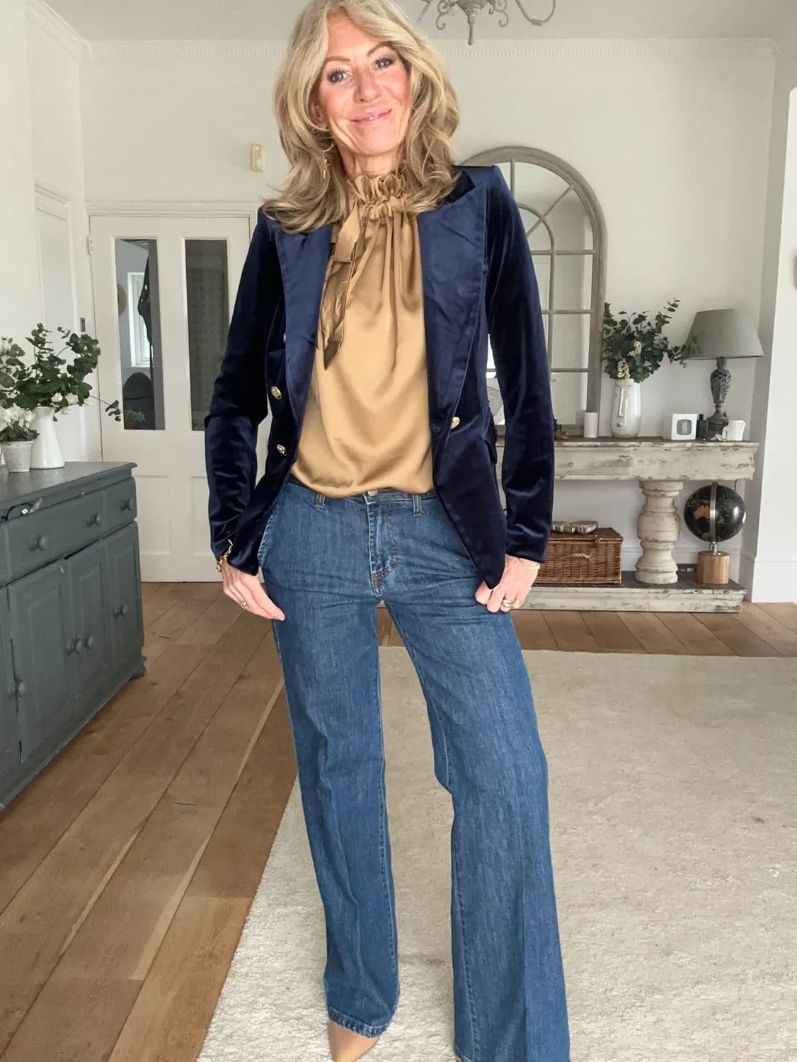 Victoria Velvet Blazer Navy