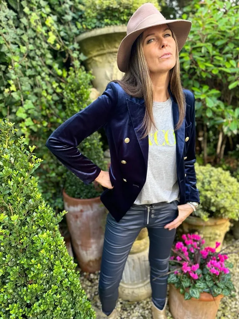 Victoria Velvet Blazer Navy