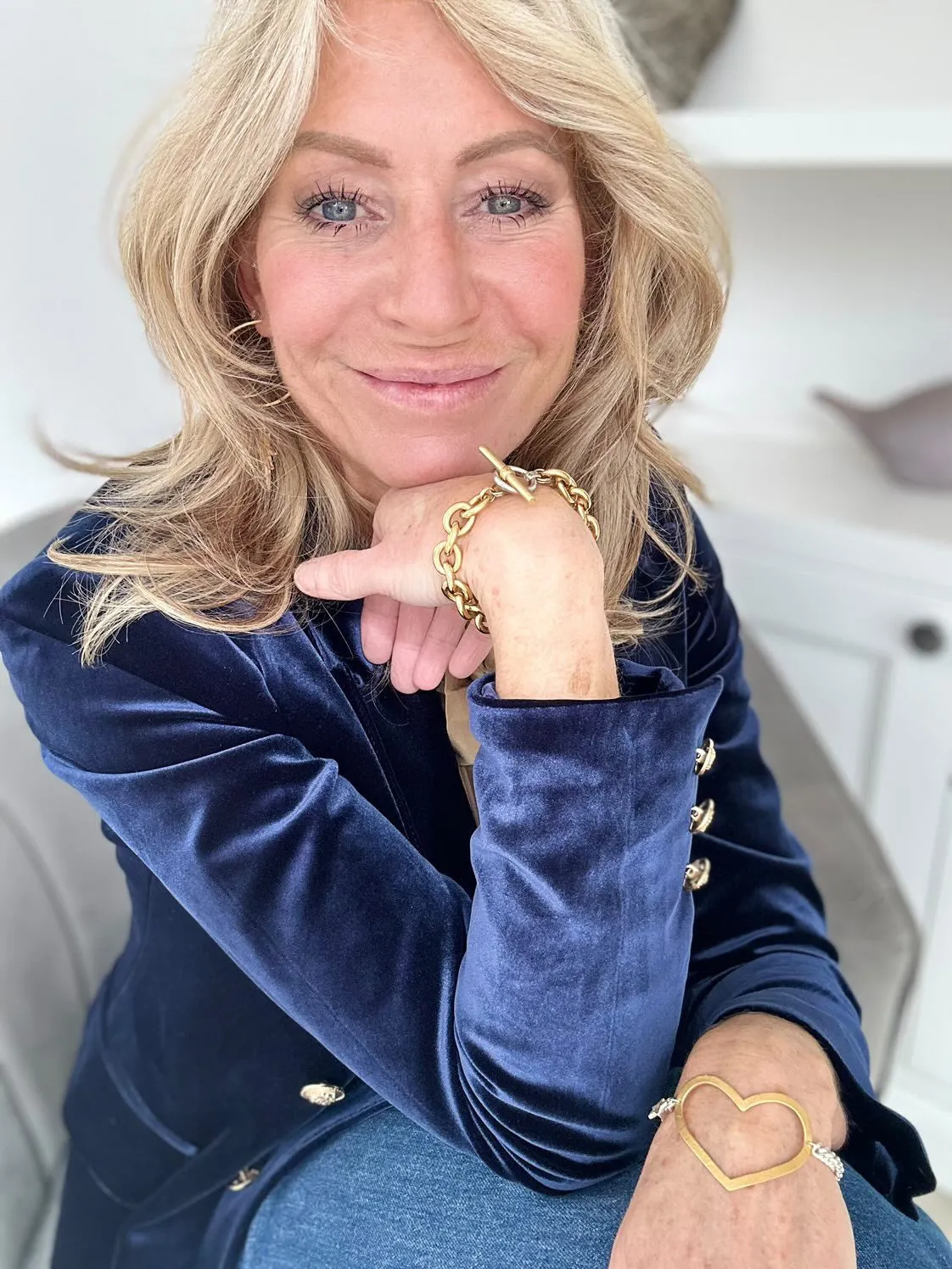 Victoria Velvet Blazer Navy