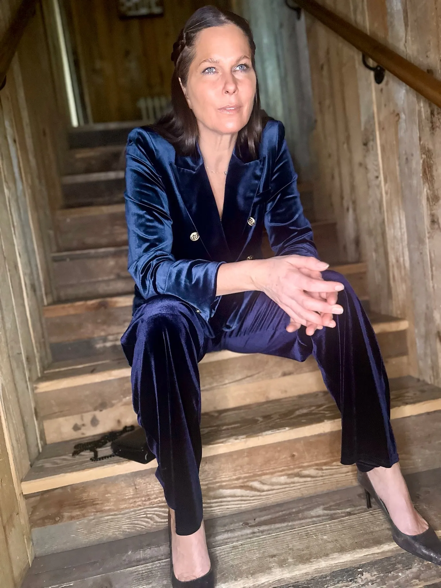 Victoria Velvet Blazer Navy