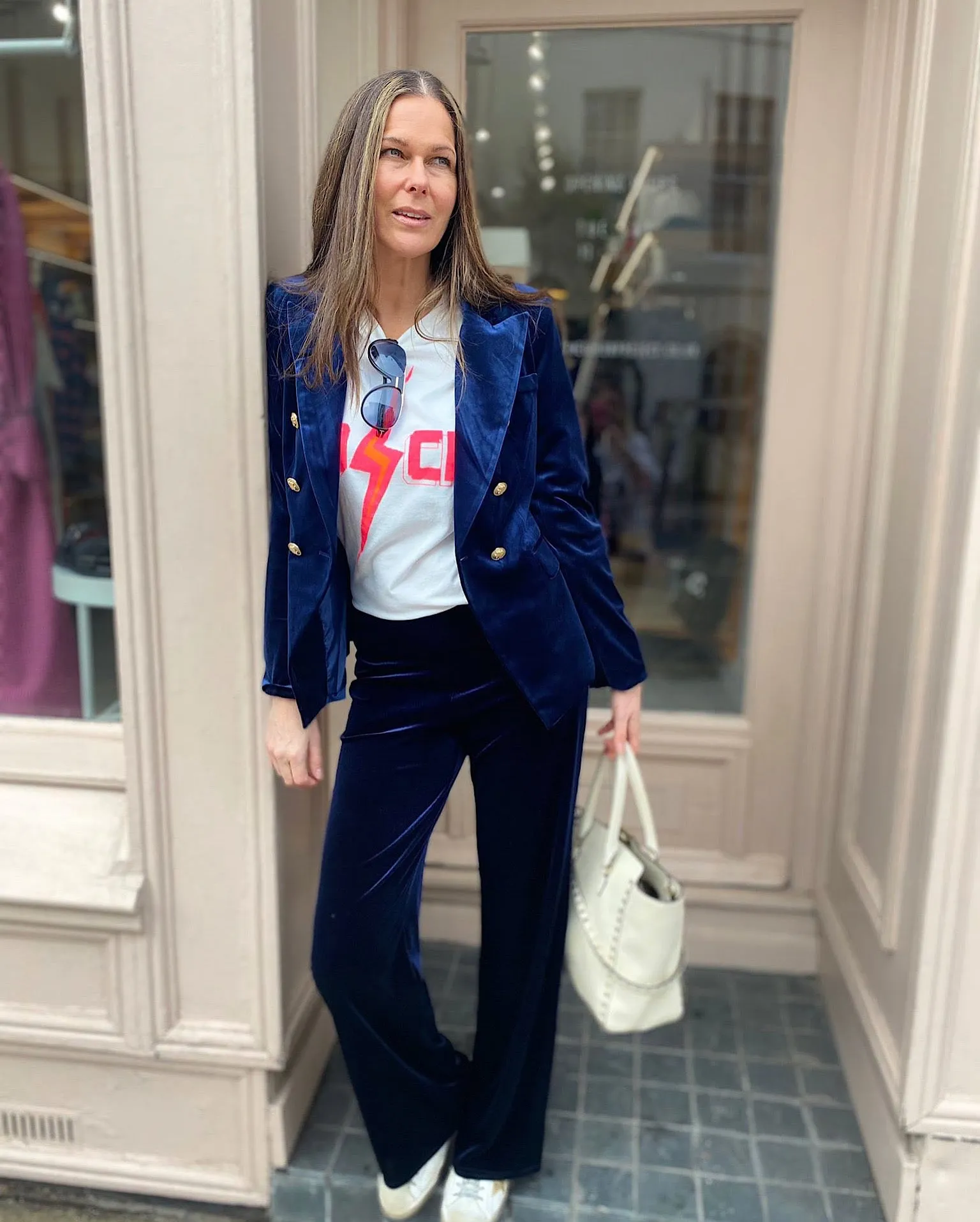 Victoria Velvet Blazer Navy