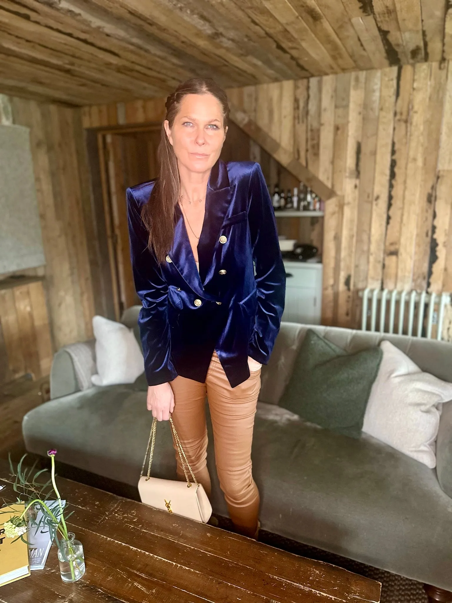 Victoria Velvet Blazer Navy