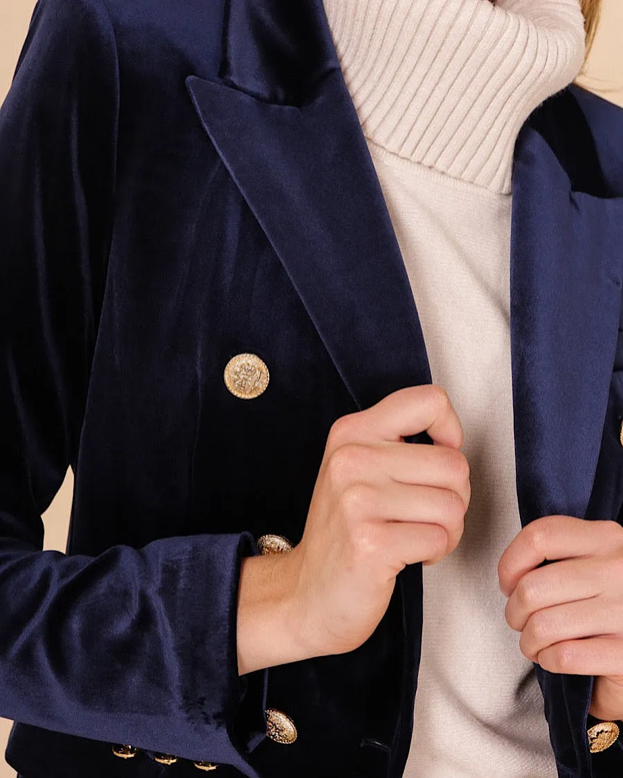 Victoria Velvet Blazer Navy