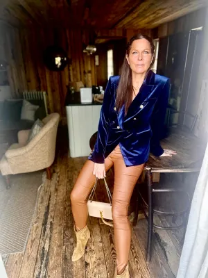 Victoria Velvet Blazer Navy
