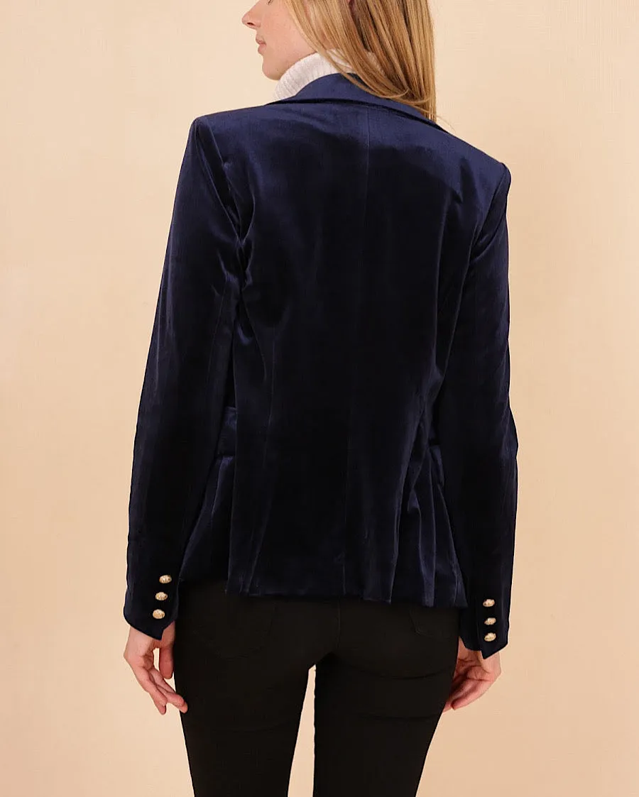 Victoria Velvet Blazer Navy