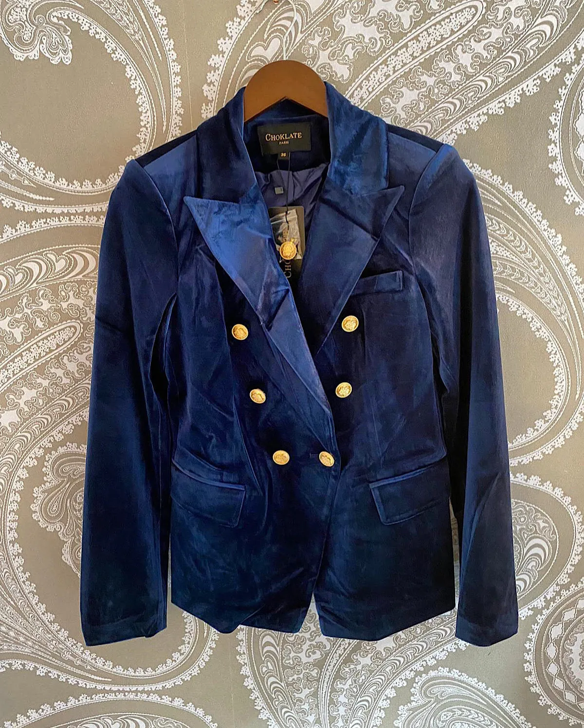 Victoria Velvet Blazer Navy