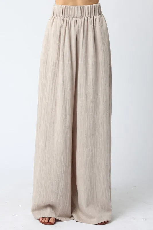 Waitlist 5/5 ♥ Jessie High Waist Woven Wide Leg Pants Khaki