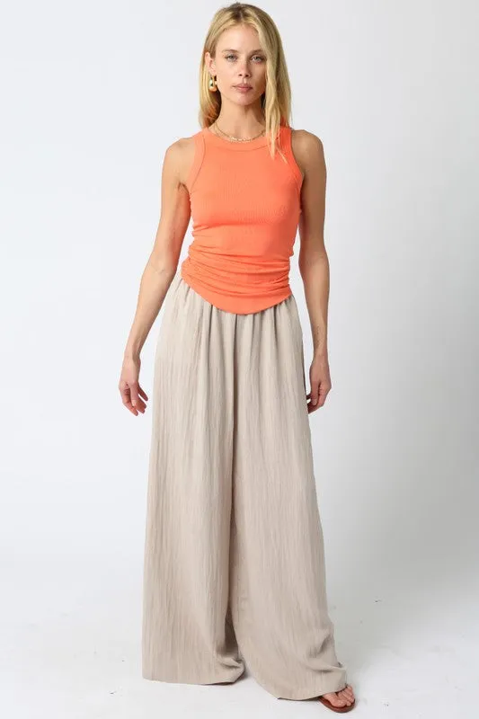 Waitlist 5/5 ♥ Jessie High Waist Woven Wide Leg Pants Khaki