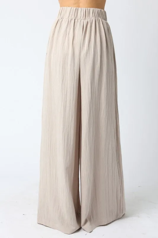 Waitlist 5/5 ♥ Jessie High Waist Woven Wide Leg Pants Khaki