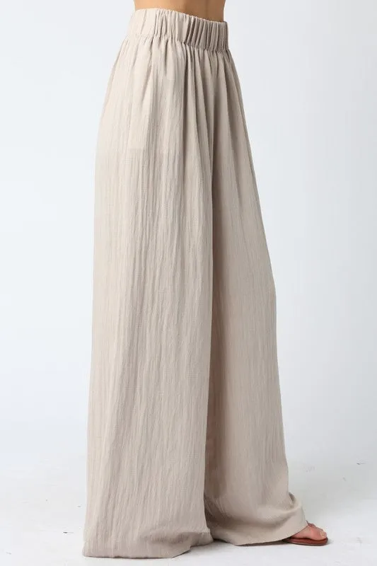 Waitlist 5/5 ♥ Jessie High Waist Woven Wide Leg Pants Khaki