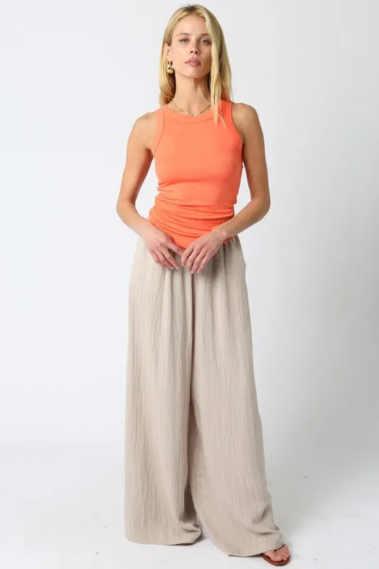 Waitlist 5/5 ♥ Jessie High Waist Woven Wide Leg Pants Khaki