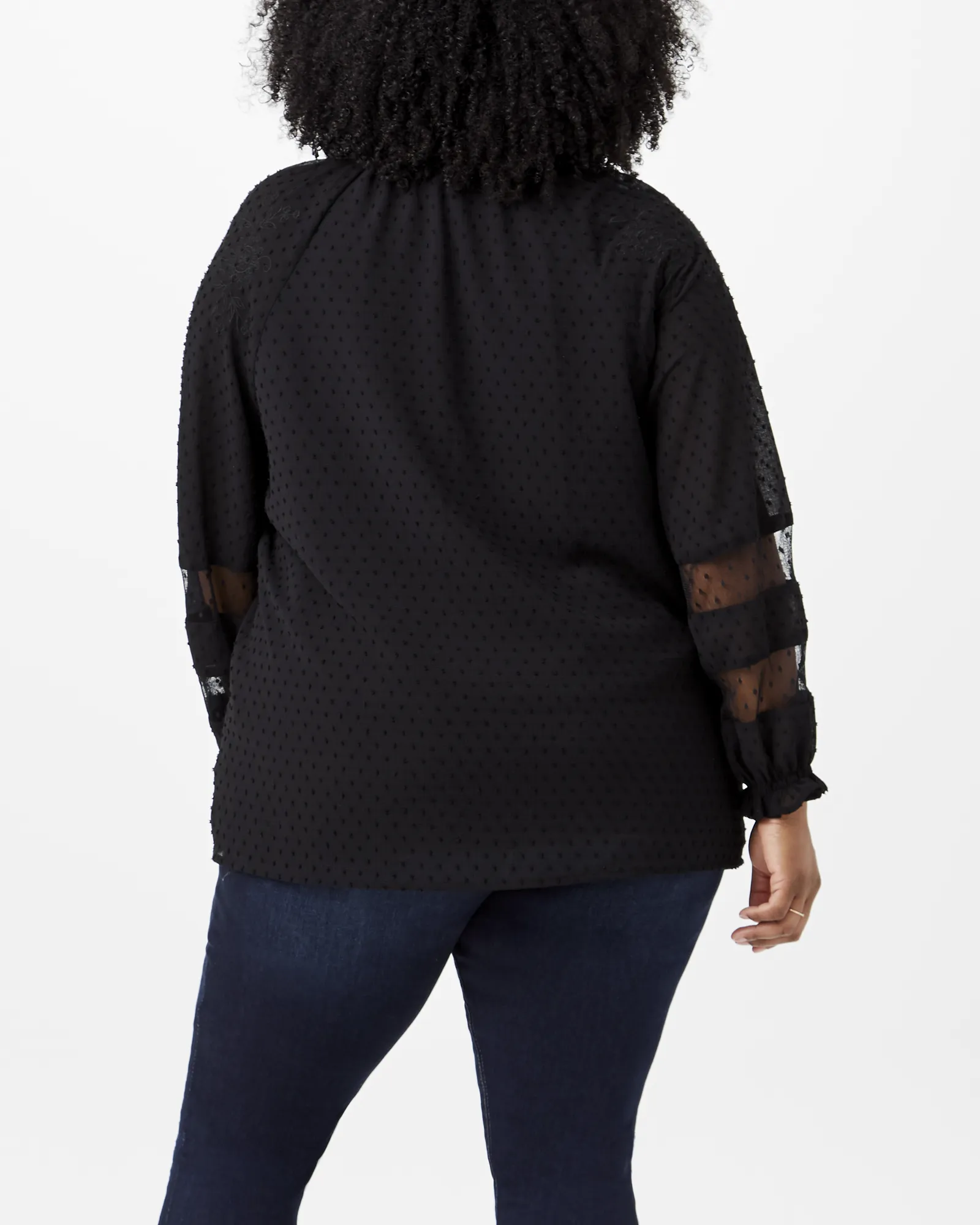 Winafred Swiss Dot Top | Black