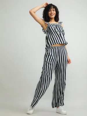 Women Viscose Navy Chic Pants
