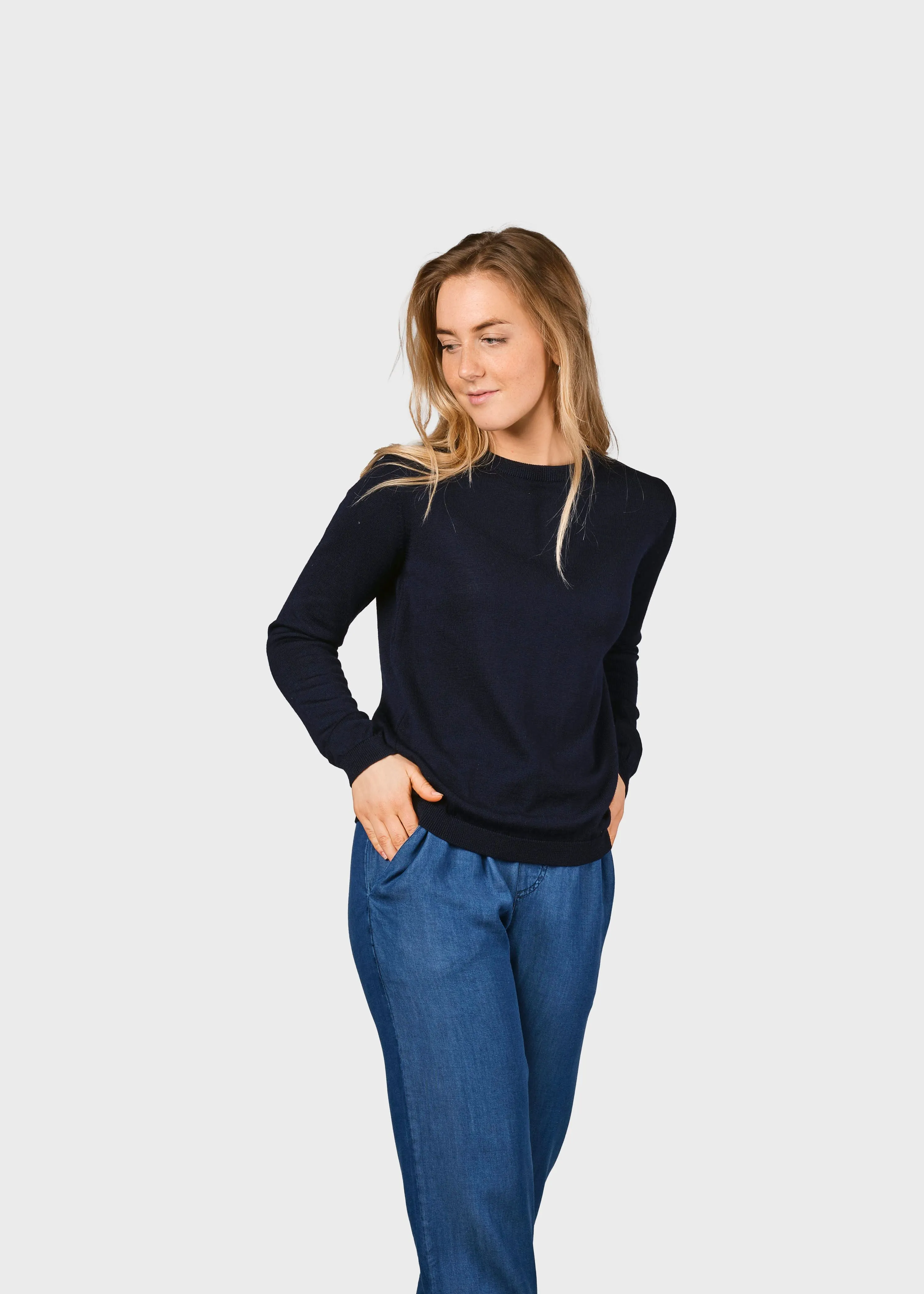 Womens Basic Merino Knit (Navy) - Klitmller Collective