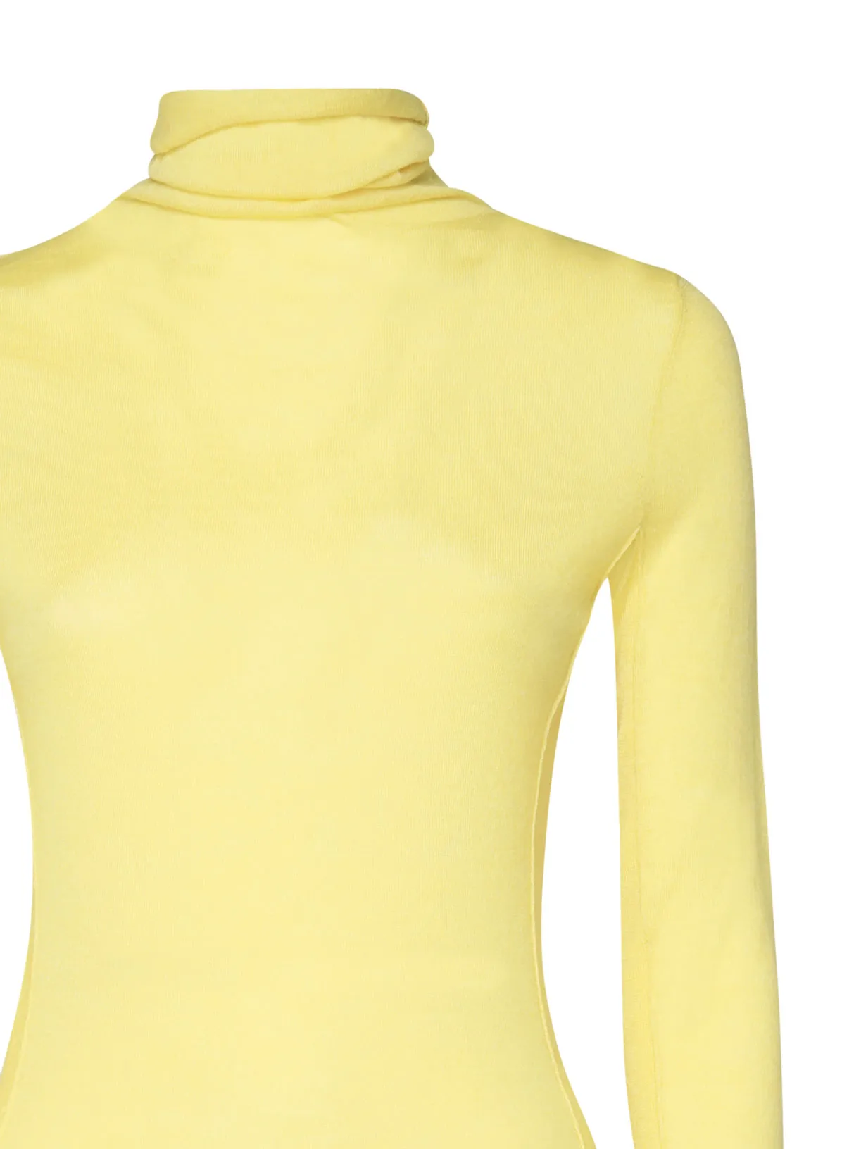 Yellow High Collar Cotton Sweater