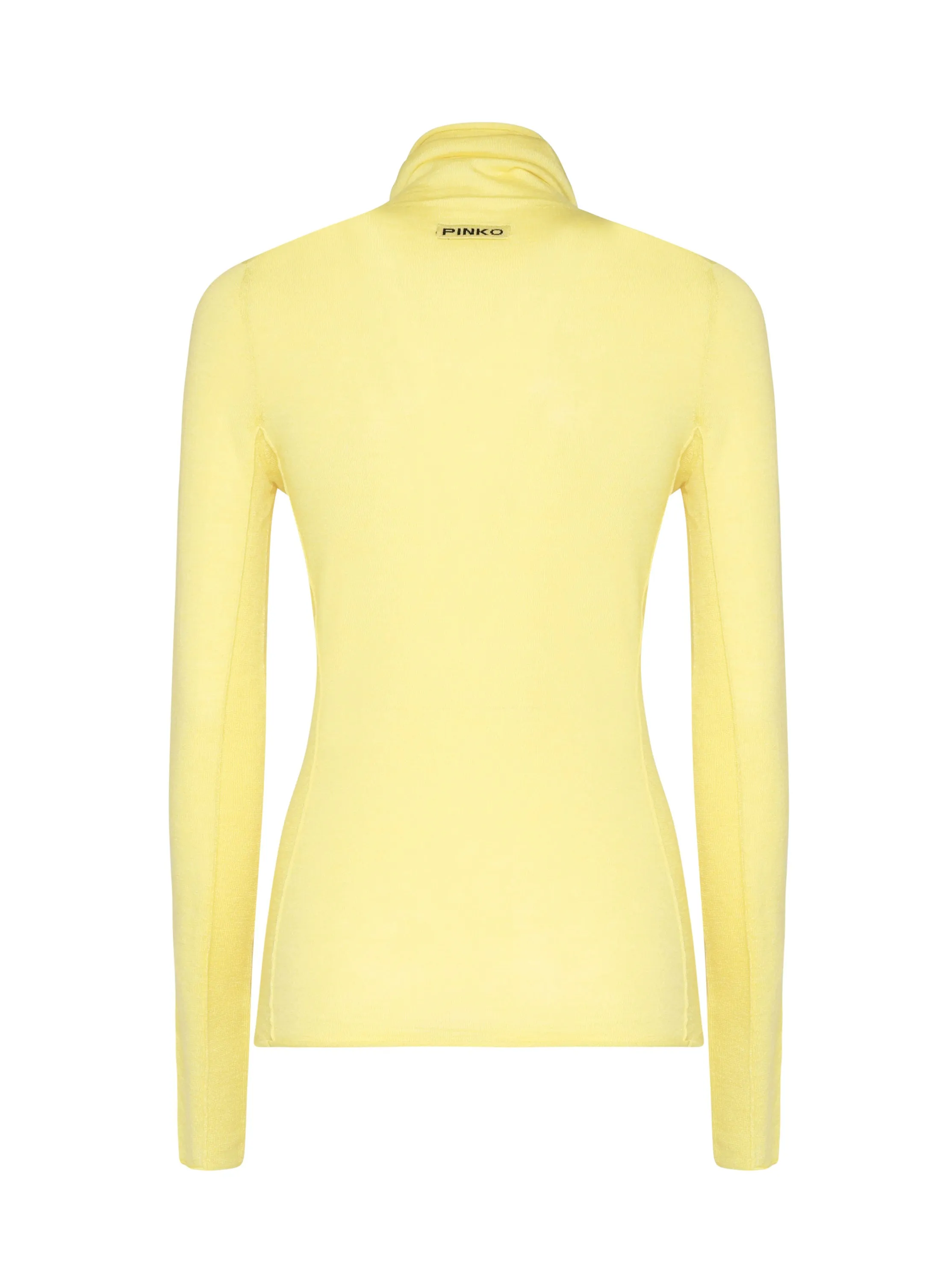 Yellow High Collar Cotton Sweater