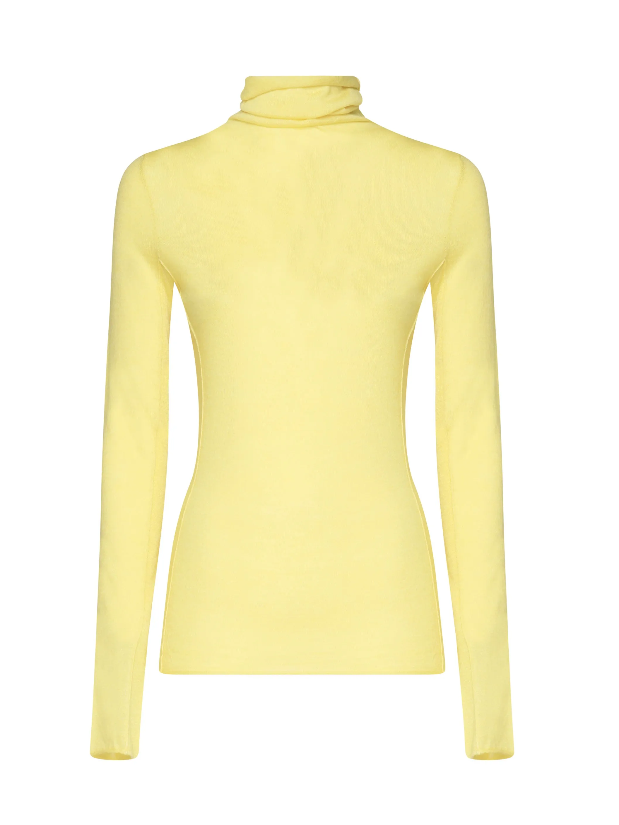 Yellow High Collar Cotton Sweater