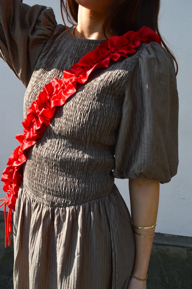 Yerse Procida Khaki Midi Dress