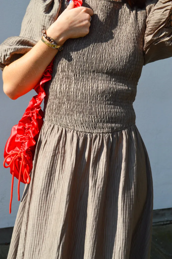 Yerse Procida Khaki Midi Dress