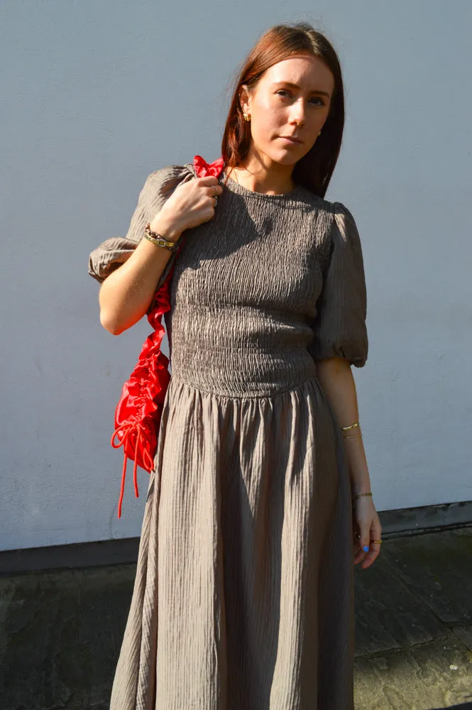 Yerse Procida Khaki Midi Dress