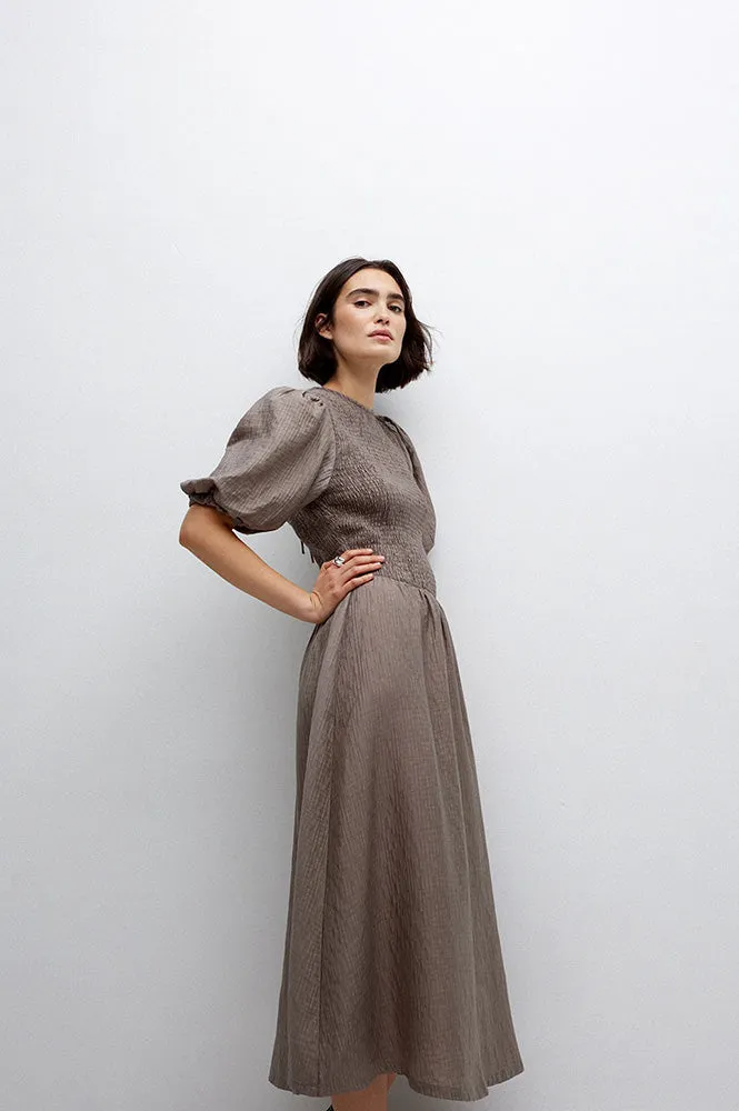 Yerse Procida Khaki Midi Dress