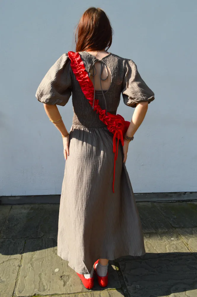 Yerse Procida Khaki Midi Dress
