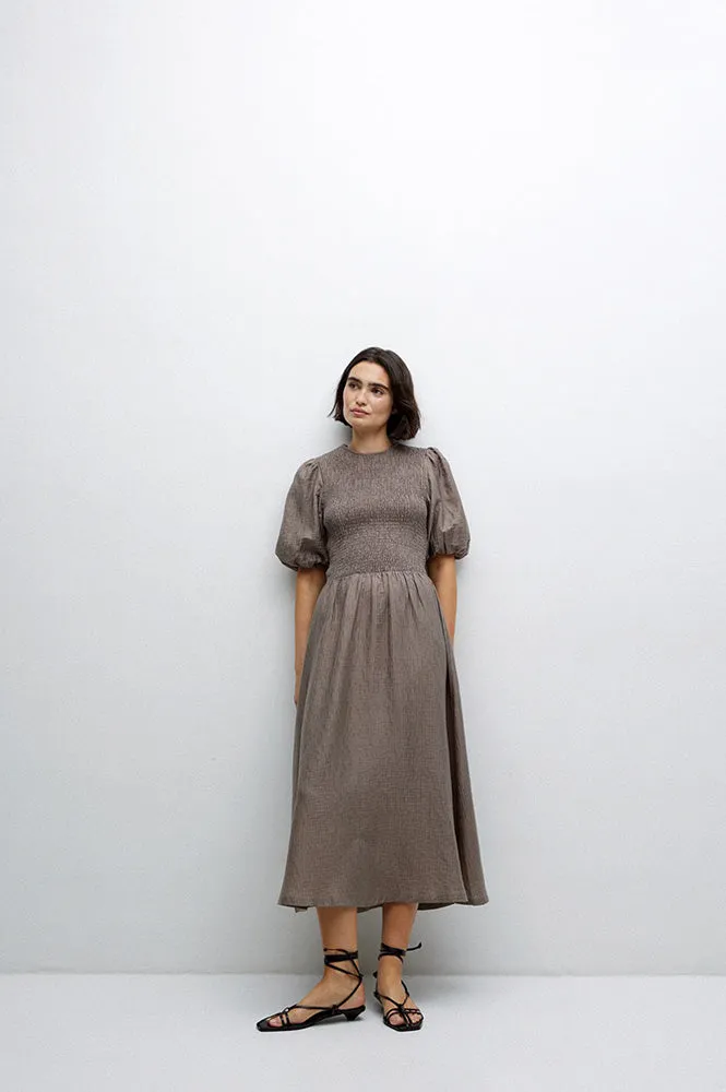 Yerse Procida Khaki Midi Dress