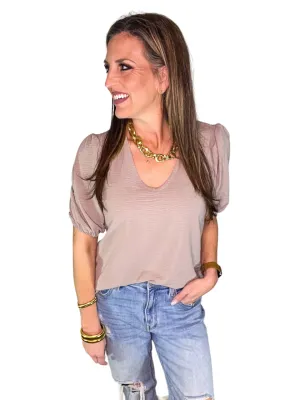Zenana V-Neck Puff Sleeve Top
